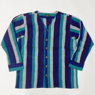 デルソル グアテマラ カーディガン DEL SOL Guatemala stripe long sleeve cardigan【ブルー】
