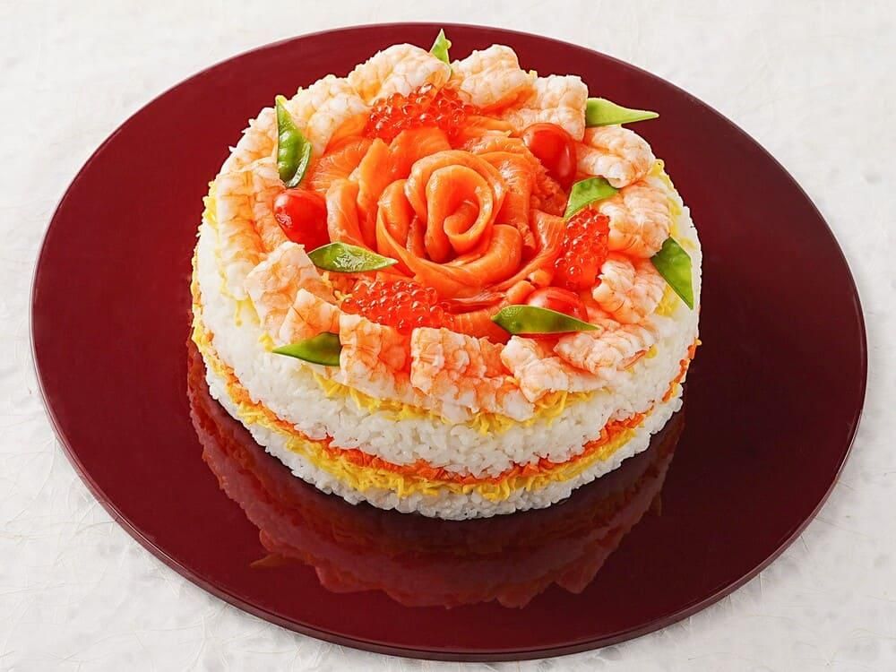 84.お寿司のケーキ(いくら醤油/サーモンスライス/海老)「桂歌」(6号)