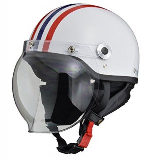 リード工業(LEAD) バイクヘルメット ジェット CROSS バブルシールド付きハーフヘルメット ホワイト×レッドブルー