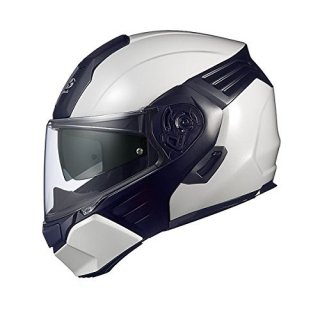 オージーケーカブト(OGK KABUTO)バイクヘルメット システム KAZAMI ホワイトメタリック/ブラック XL (頭囲