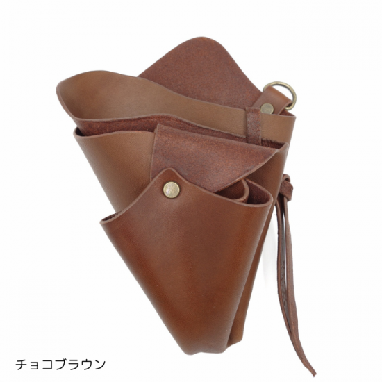 手染めターコイズ、ローズ型押しキャメルのシザーケース