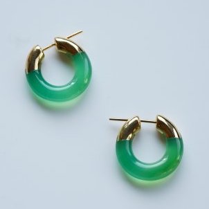 stone hoop pierce　set　（green　chalcedony）