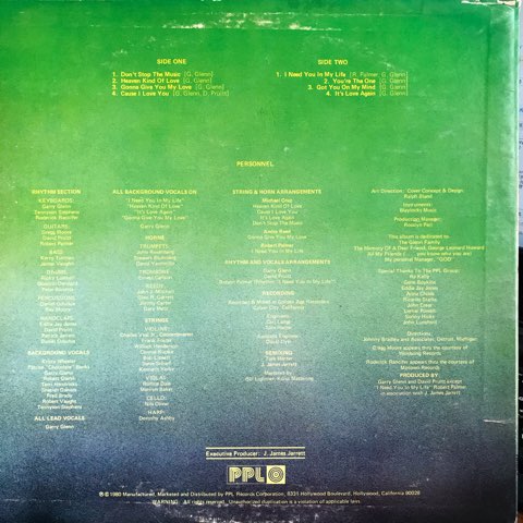 ★ＵＳオリジナル盤★『ＧＡＲＲＹ ＧＬＥＮＮ』ギャリー・グレンＬＰ ☆USオリジナル盤☆『GARRY GLENN』ギャリー