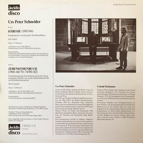 Urs Peter Schneider, Conrad Steinmann / Haresie