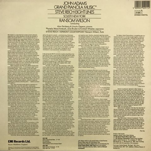 LP John Adams - Steve Reich - Ransom Wilson / Grand Pianola Music