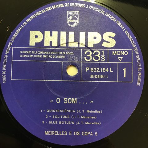 LP Meirelles E Os Copa 5 / O Som / Brazil Original