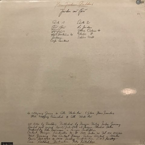 LP Roedelius / Jardin Au Fou / France Original - レコード