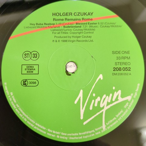 ポップス+ロック(洋楽) HOLGER CZUKAY ROME REMINS ROME LP Vinyl HOLGER CZUKAY 
