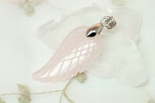 【恋愛成就】ローズクオーツ天使の羽ペンダント・トップ
