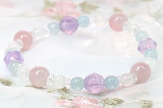 ムーンストーン、ローズオーラ、水晶のブレス！ ☆]完全限定品ブレス【Moon Rose～月と薔薇～】（アルゼンチン産