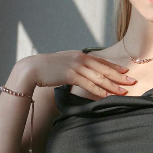 14K オベール ブレスレット 立体的な円形モチーフでボリューム感 メタルの艶とストーンの煌めきが調和したデザイン