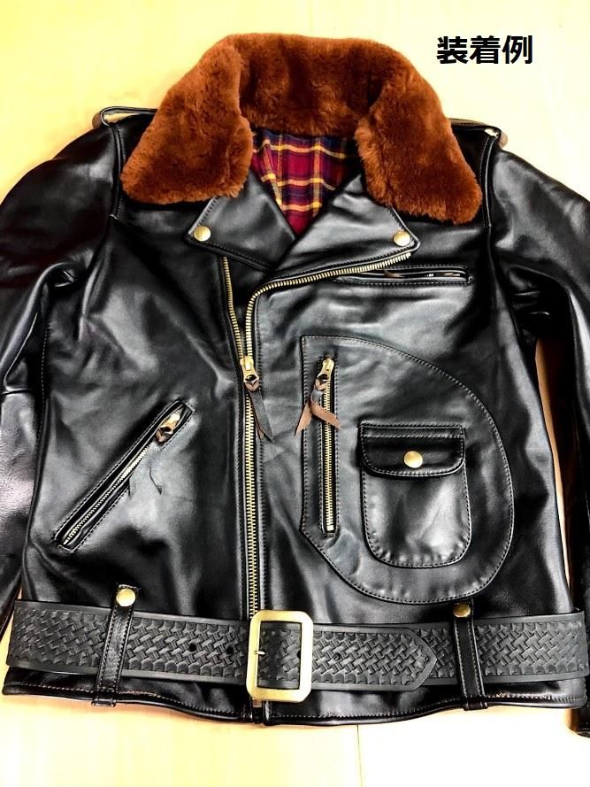 ライダースジャケット用 サドルレザーベルト バスケットスタンプ