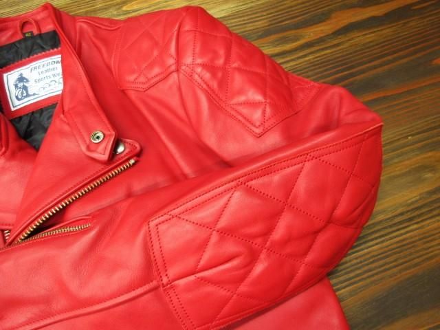 フリーダム ユーロスタイルライダースジャケット レッド 42（L