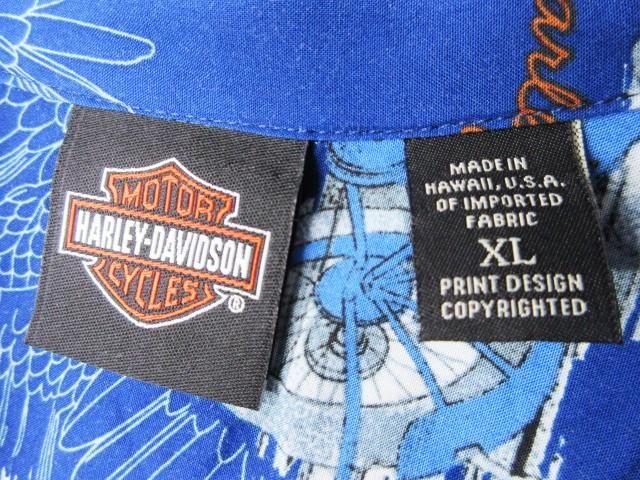 ハーレーダビッドソン アメリカ・ハワイ製 総柄アロハシャツ XL ハーレーダビッドソン アメリカ・ハワイ製 総柄アロハシャツ XL
