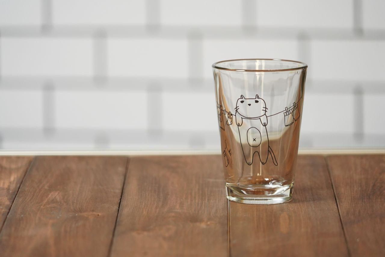 一夜干し 手描きイラストグラス - オリジナルグラスプリント印刷