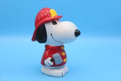 売れ筋がひクリスマスプレゼント！ 70s IDEAL SNOOPY FIRE MAN BANK/スヌーピー 消防士 貯金箱 箱付き ピーナッツ、スヌーピー