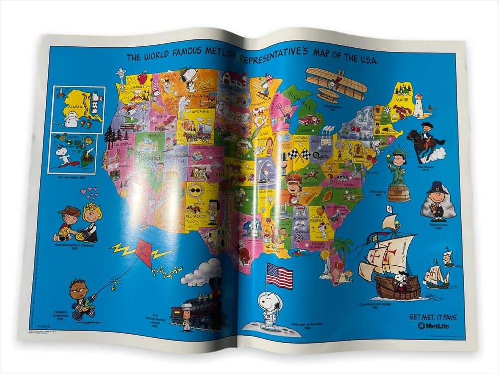 90s Metlife Snoopy Map Poster/メットライフ スヌーピー マップポスター