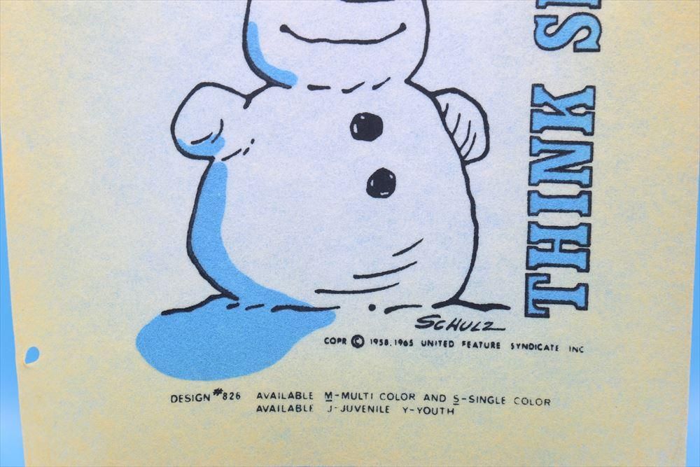 Vintage スヌーピー THINK SNOWMEN フェルトポスター/プリント