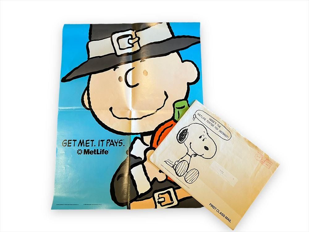 流行り の ブランド  90s MetLife Snoopy poster/スヌーピー チャーリーブラウン ピーナッツ、スヌーピー