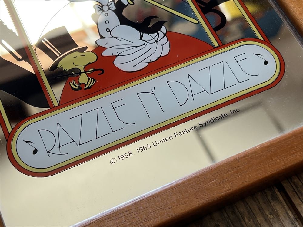 70s Snoopy Razzle N' Dazzle Pub Mirror/ヴィンテージ スヌーピー ミラー