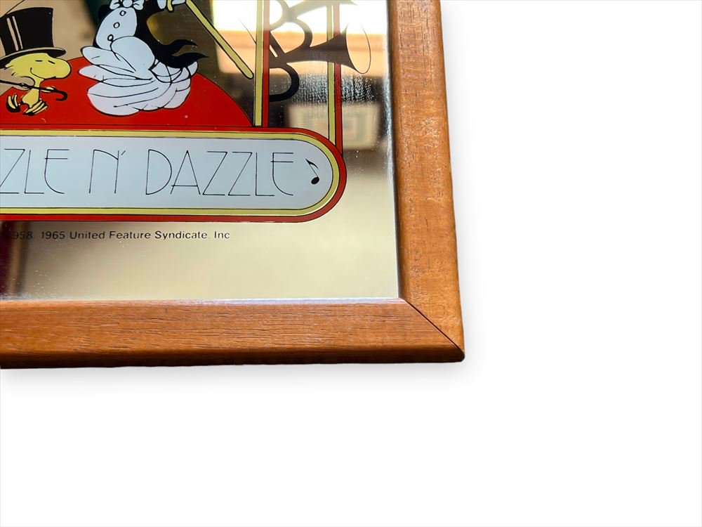 70s Snoopy Razzle N' Dazzle Pub Mirror/ヴィンテージ スヌーピー ミラー