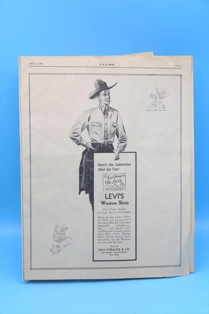 胡麻ラーメン様LEVI'S ヴィンテージ広告 OVERALL 40s RAA NEWS LEVI'S AD/ヴィンテージ リーバイス 広告