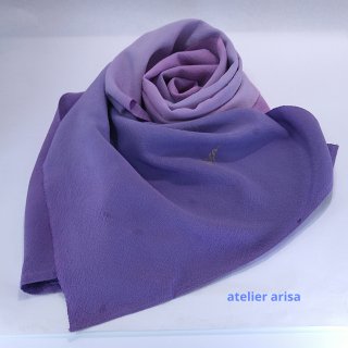 京友禅 手染めシルクストール　古代紫(こだいむらさき)